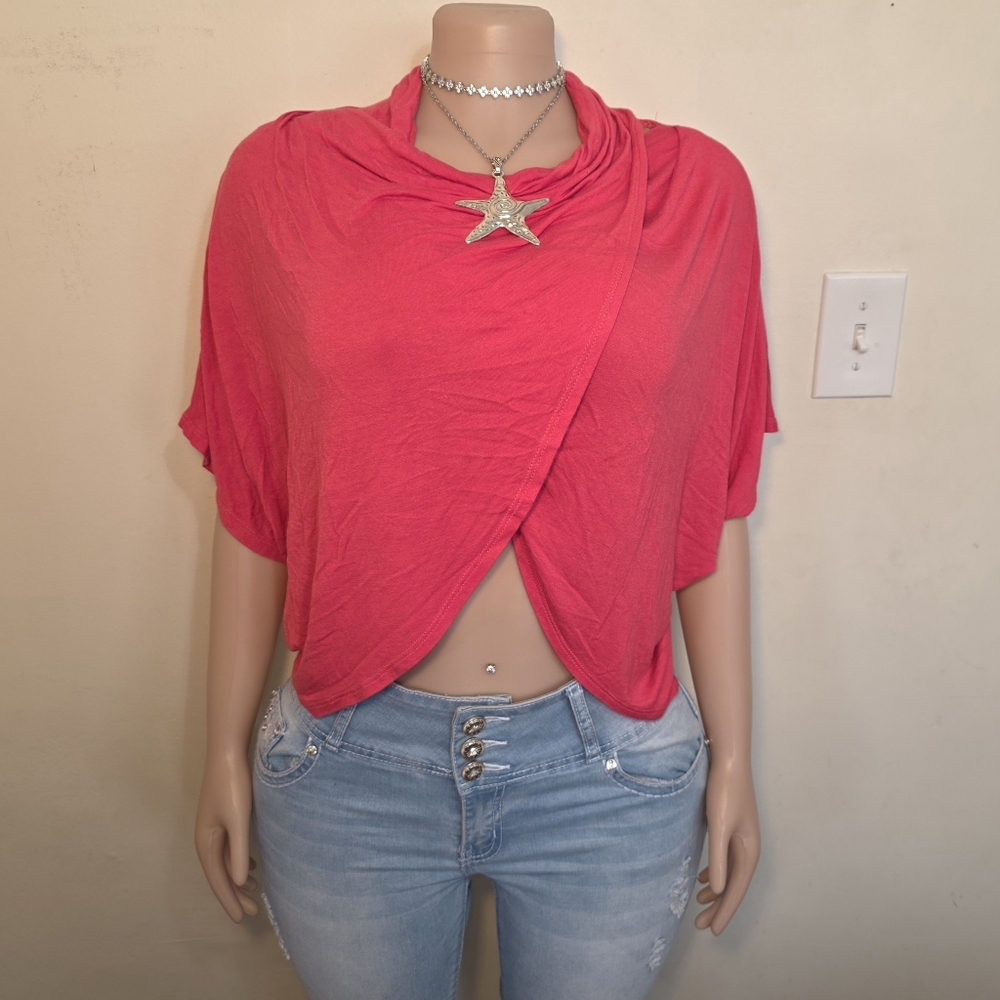 Gracie Pink Faux Wrap Blouse